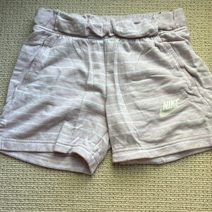 Nike Medium Pink and White Striped Cotton Shorts